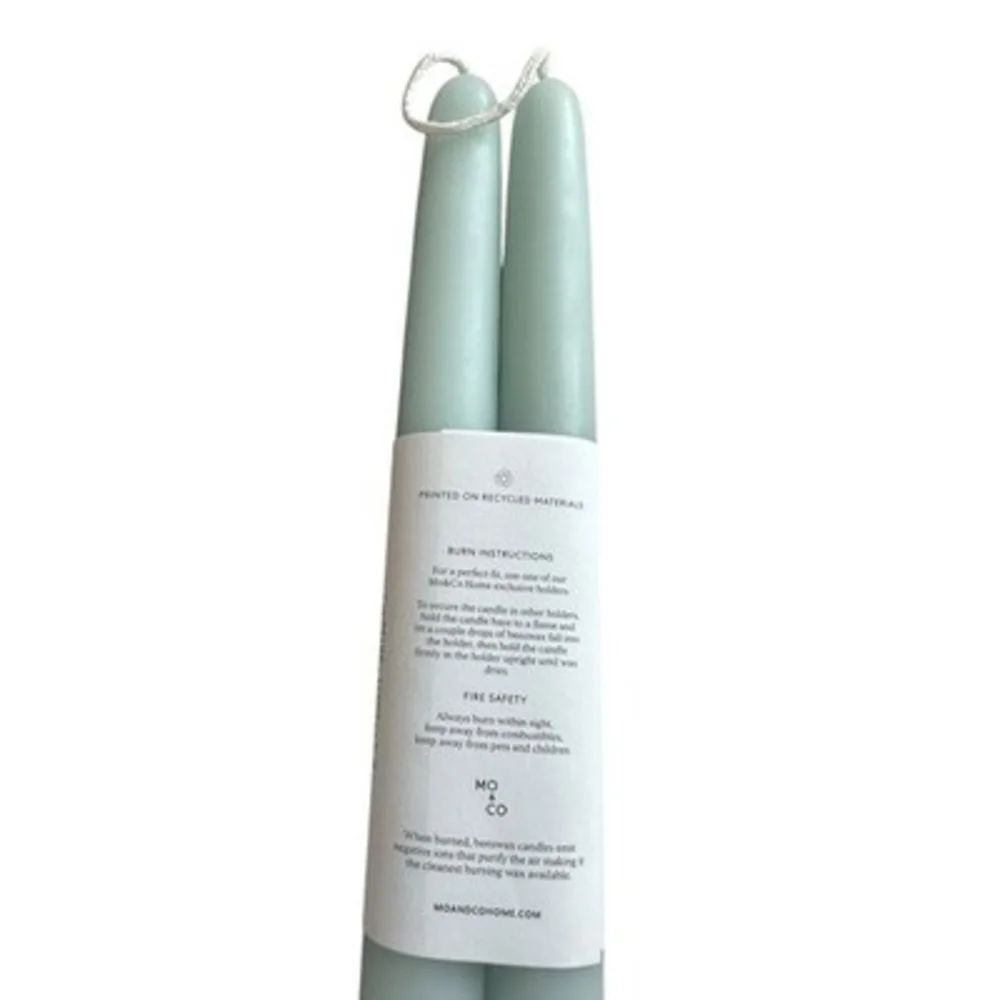 Mo & Co Home Dipped Beeswax Taper Candles Powder Blue 10